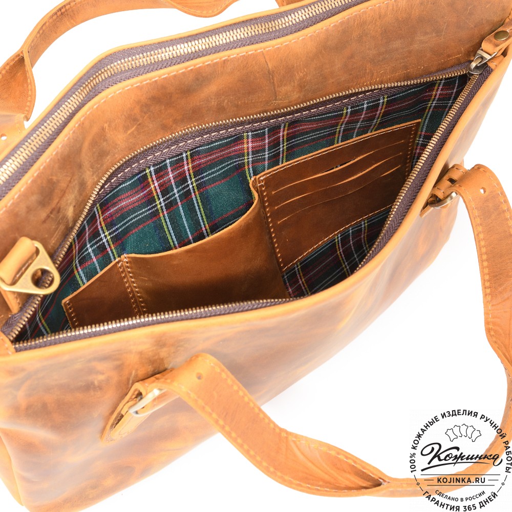  Кожаная деловая сумка "Франклин" (рыжий крейзи)